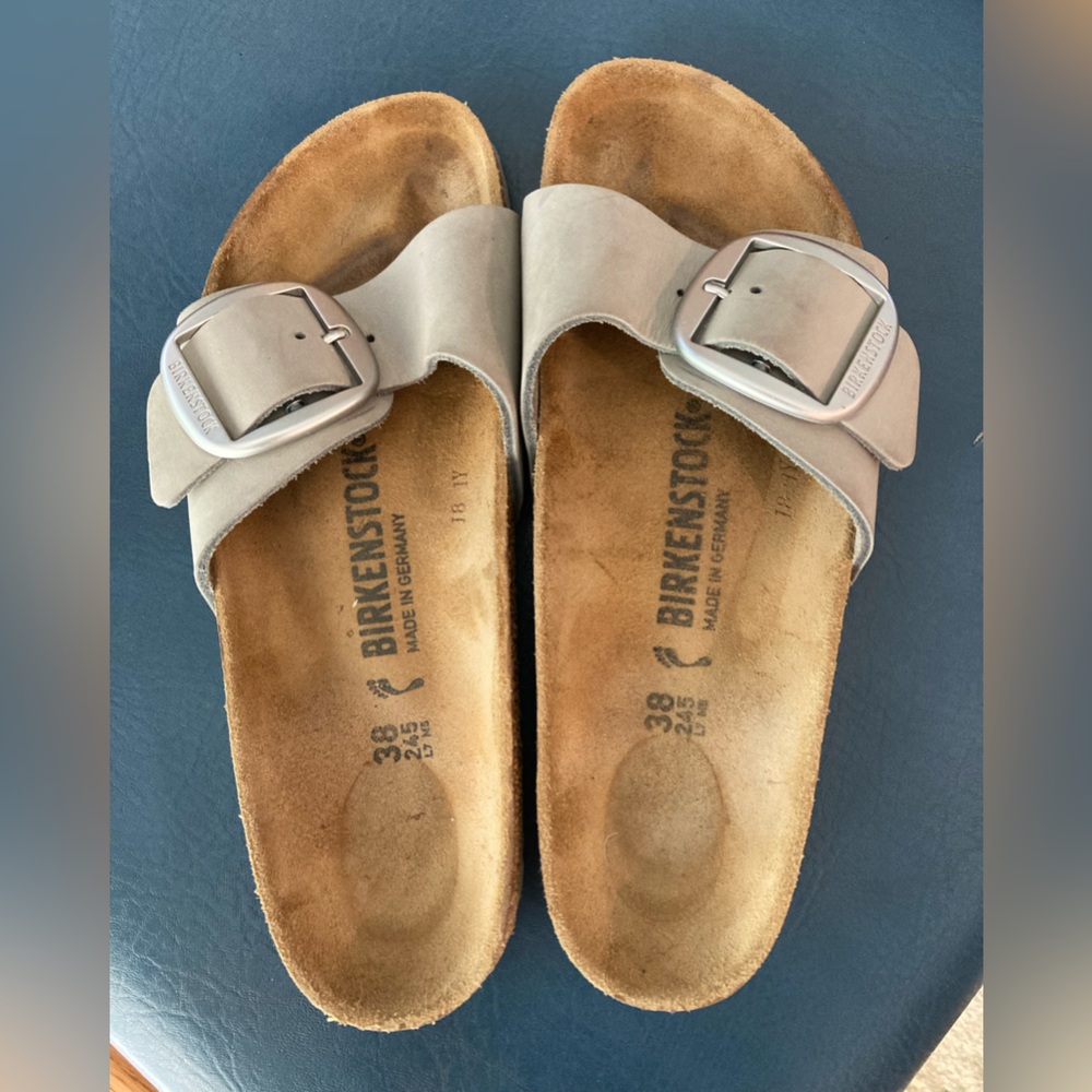 Birkenstock Madrid big buckle grey sandals EUC 38